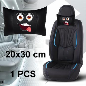 Auto Nackenkissen 20x30cm Nackenpolster Leder Schwarz mit Druck Design